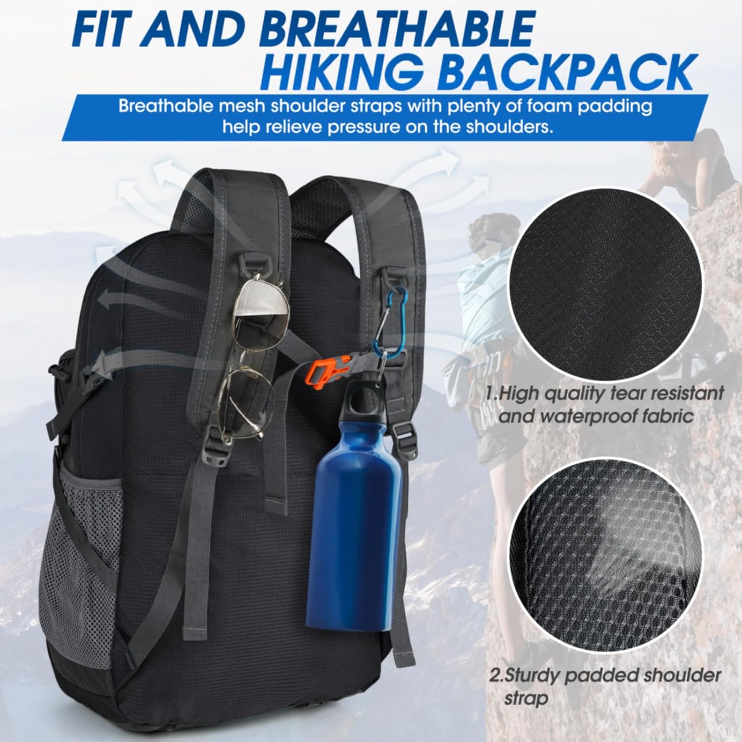 IGOLUMON Hiking Backpack 40L Packable Lightweight Camping Backpack Men Women Waterproof Hiking Daypack Outdoor Travel Daypack - Image 3