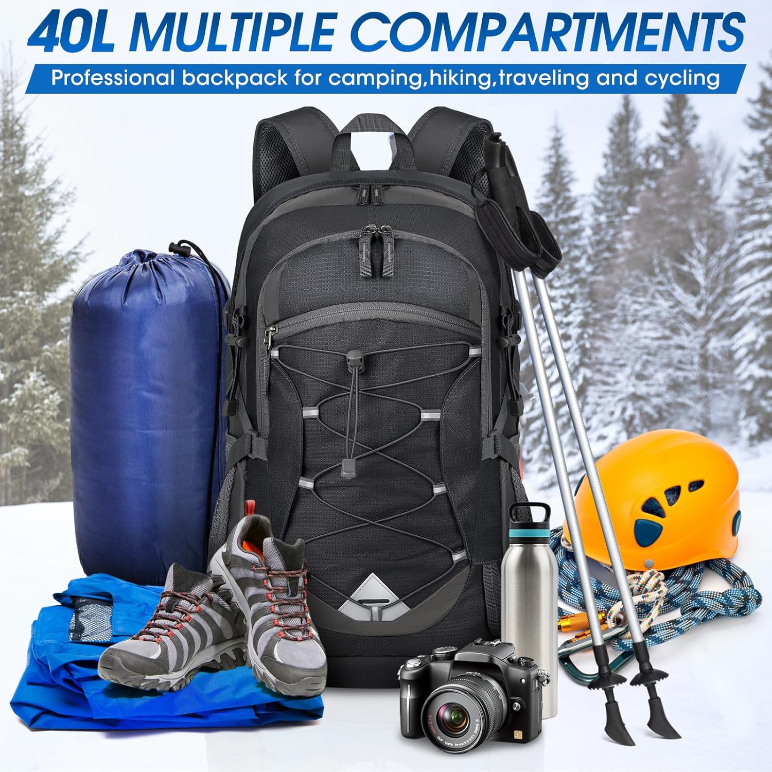 IGOLUMON Hiking Backpack 40L Packable Lightweight Camping Backpack Men Women Waterproof Hiking Daypack Outdoor Travel Daypack - Image 7