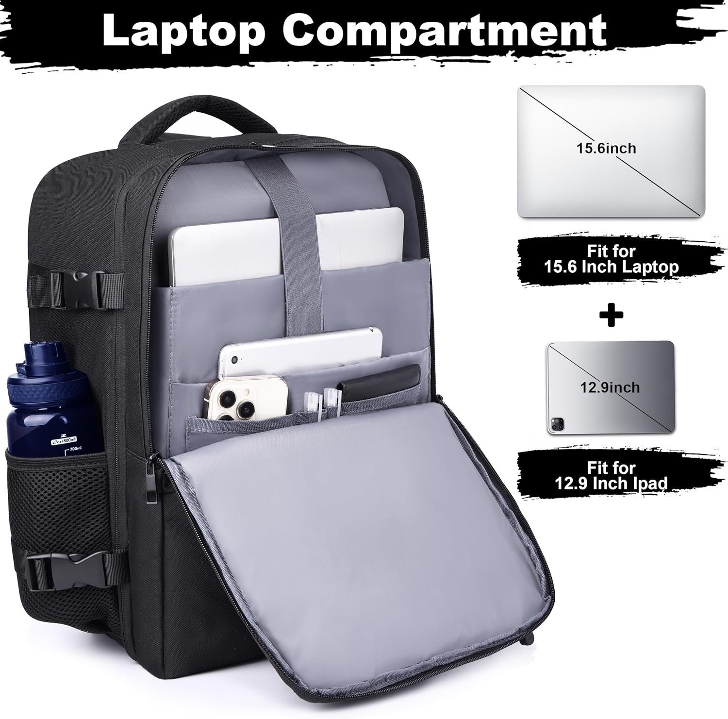 DEYACE Travel Backpack for Men Women, TSA Approved Carry On Backpack 17x13x8 Personal Item Size Airplane Approved Weekender Bag, Water Resistant Lightweight Laptop Daypack for Flight - Image 3
