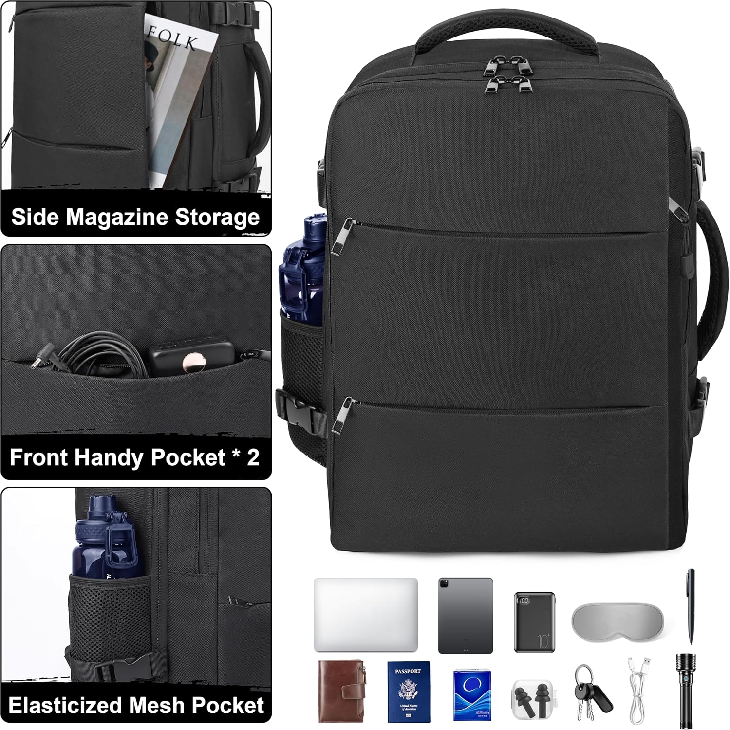 DEYACE Travel Backpack for Men Women, TSA Approved Carry On Backpack 17x13x8 Personal Item Size Airplane Approved Weekender Bag, Water Resistant Lightweight Laptop Daypack for Flight - Image 4