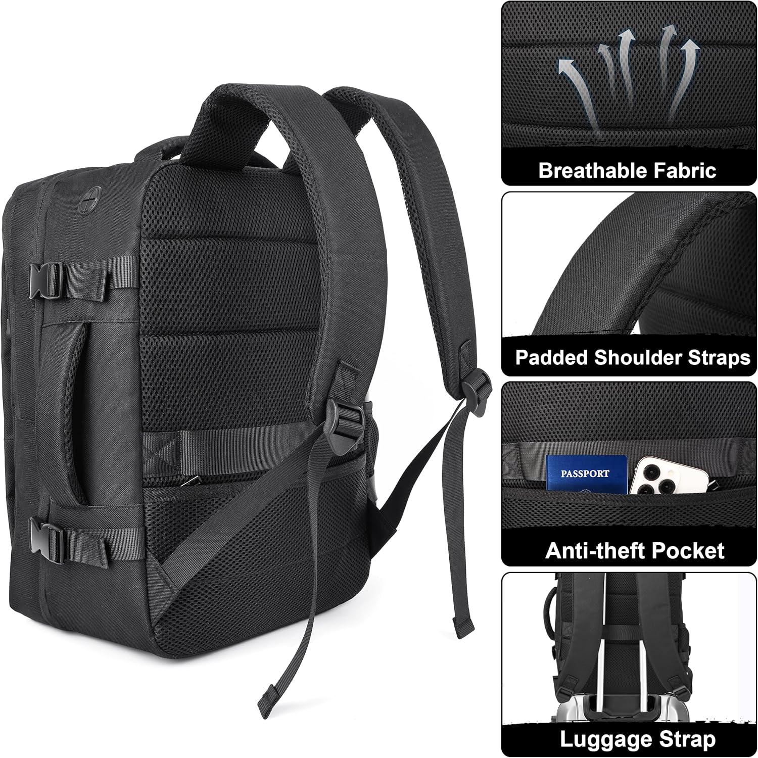 DEYACE Travel Backpack for Men Women, TSA Approved Carry On Backpack 17x13x8 Personal Item Size Airplane Approved Weekender Bag, Water Resistant Lightweight Laptop Daypack for Flight - Image 5