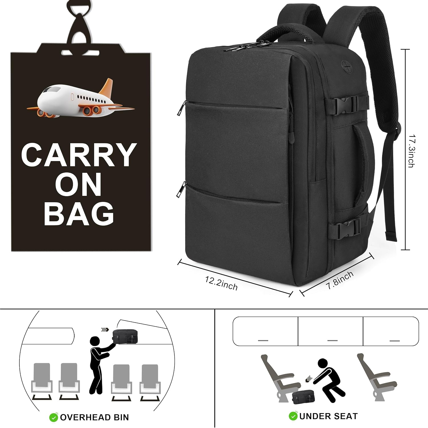 DEYACE Travel Backpack for Men Women, TSA Approved Carry On Backpack 17x13x8 Personal Item Size Airplane Approved Weekender Bag, Water Resistant Lightweight Laptop Daypack for Flight - Image 6