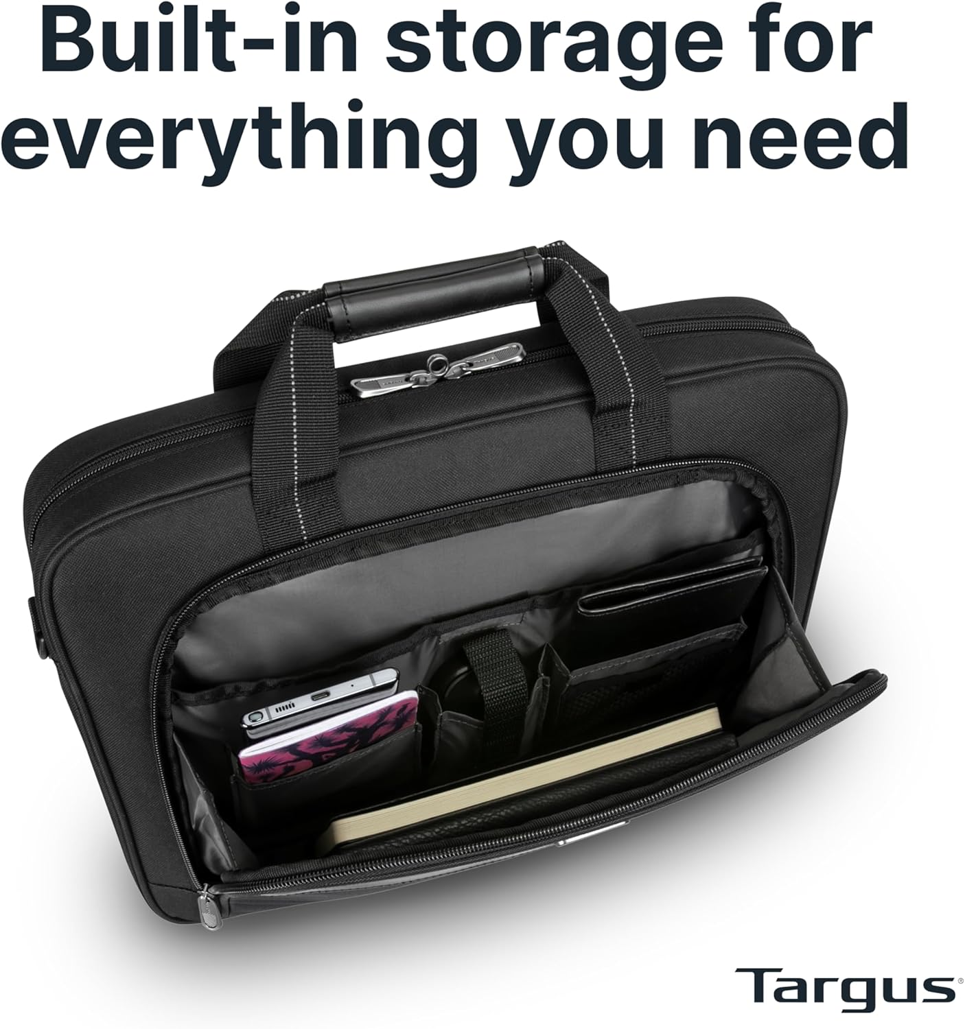 Targus 15-16 Inch Slim Lightweight Laptop Briefcase, Black - Messenger and Shoulder Bag with Padded Compartment and Trolley Strap for 16" Laptops (TCT027US) - Image 7